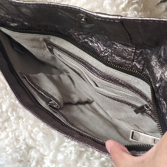 Matt & Nat Metallic Silver Clutch with Zipper Details - Picture 3 of 11